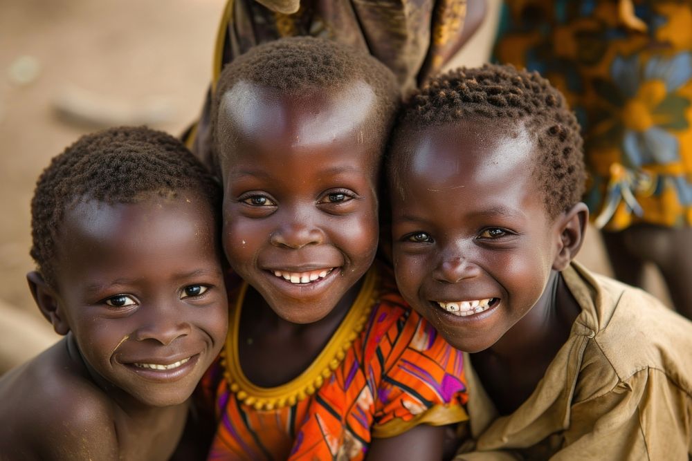 African kids child smile togetherness.