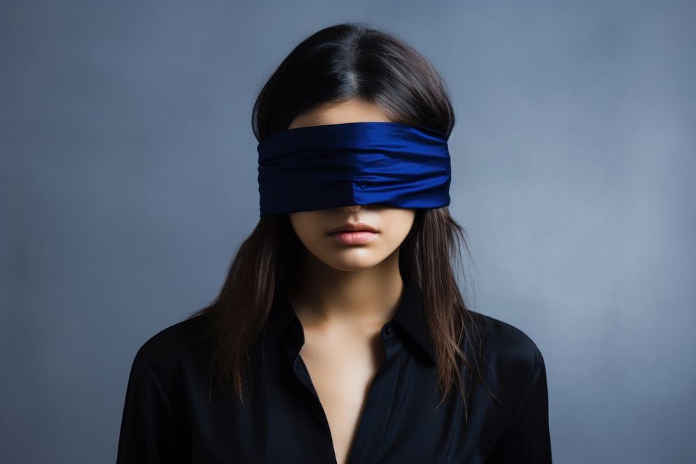 Asia woman blindfold adult black blue.