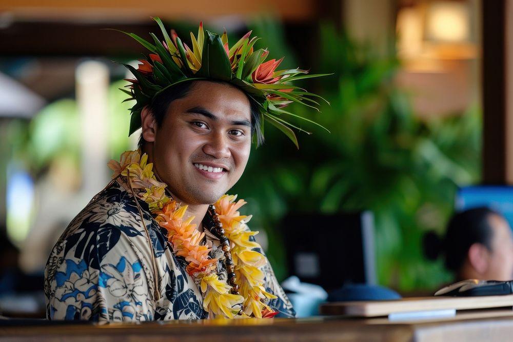 Samoan man smile adult celebration.