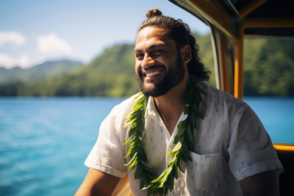Samoan tourist guide plant adult smile.