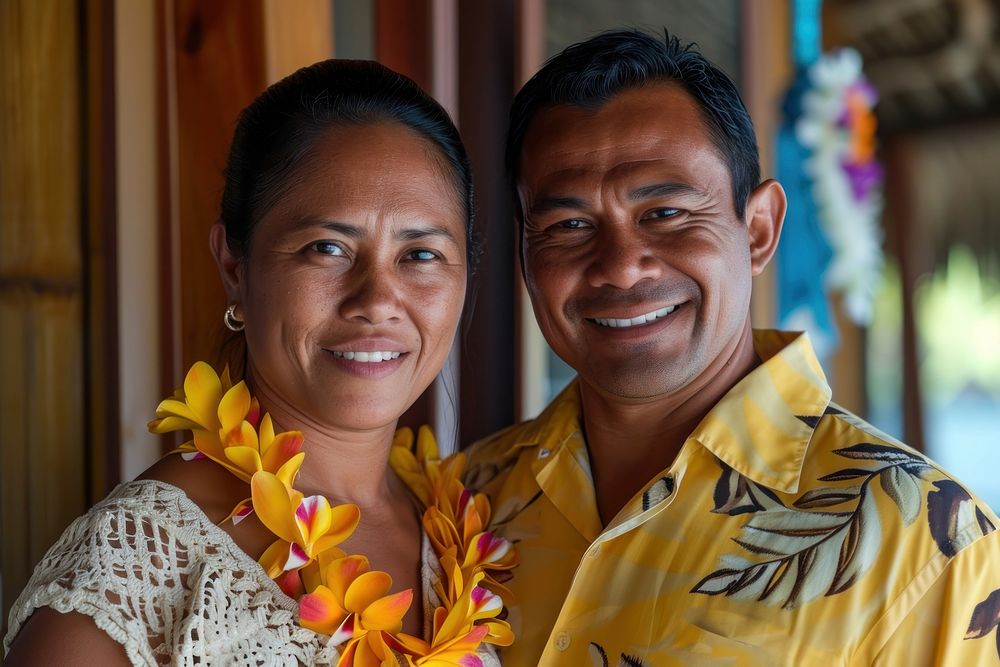 Micronesian hotel staffs portrait jewelry adult.