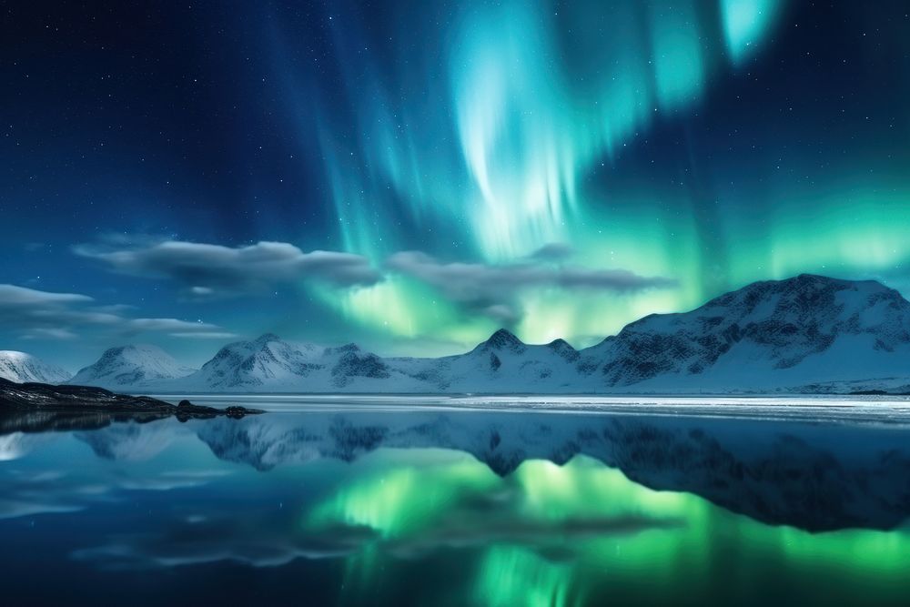 Aurora northern lights scenery photo landscape panoramic outdoors.