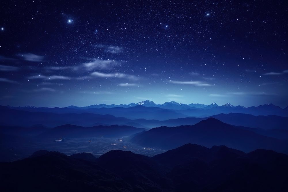 Aesthetic night mountain scenery photo landscape astronomy outdoors.