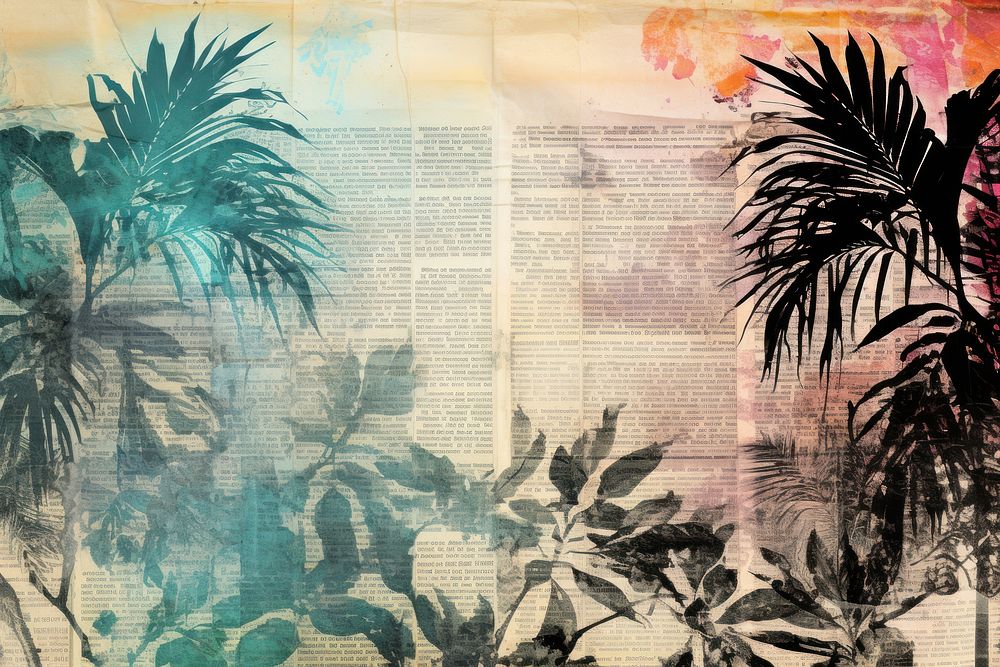 Palm leaves border backgrounds newspaper outdoors.