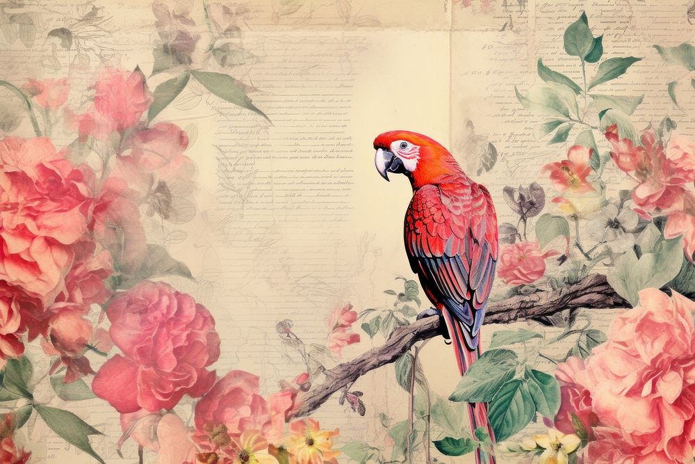 Parrot border painting animal flower.