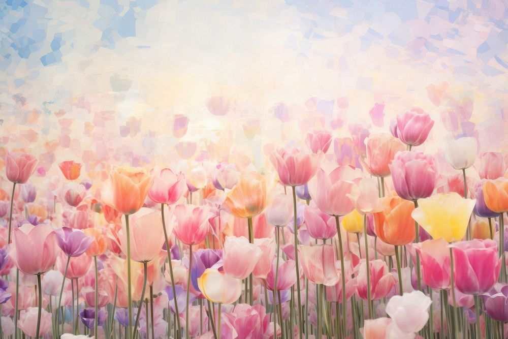 Tulip field border backgrounds outdoors painting.