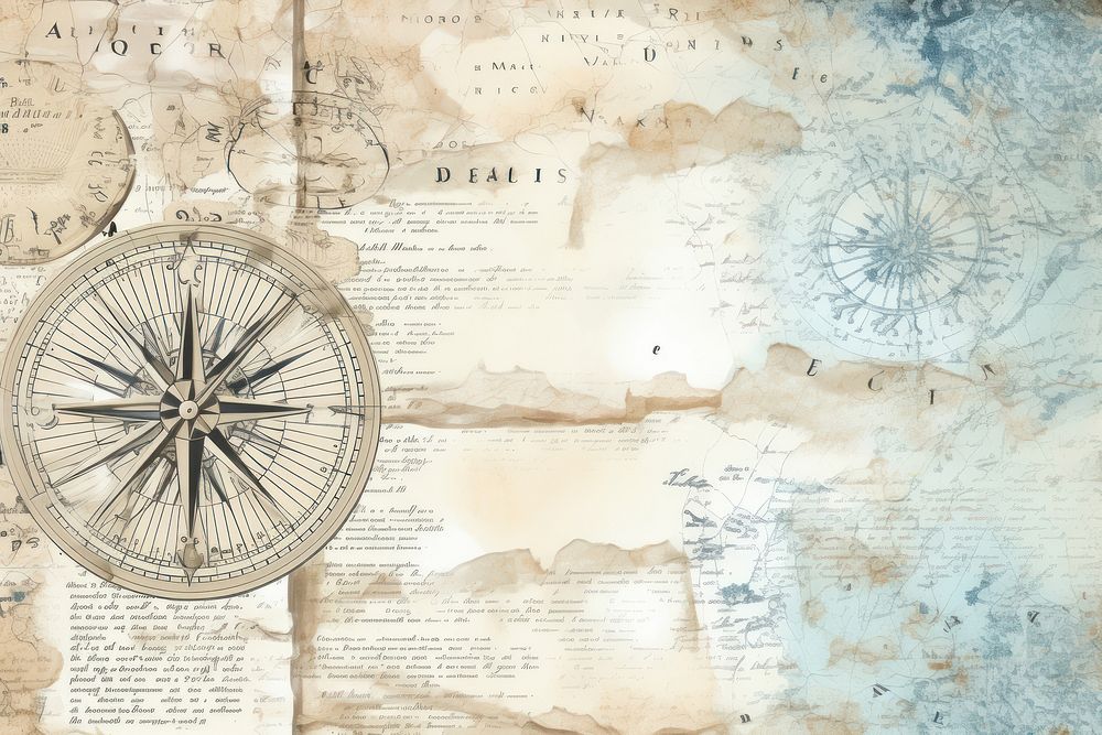 Compass on map border backgrounds space paper.