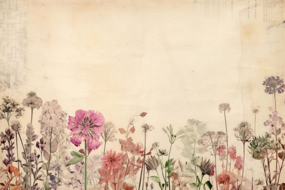 Dried flower border backgrounds painting pattern.