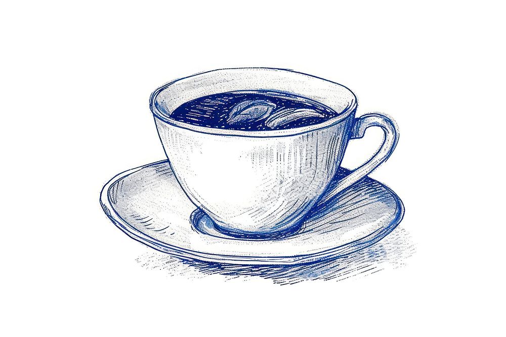 Antique of coffee drawing sketch saucer.