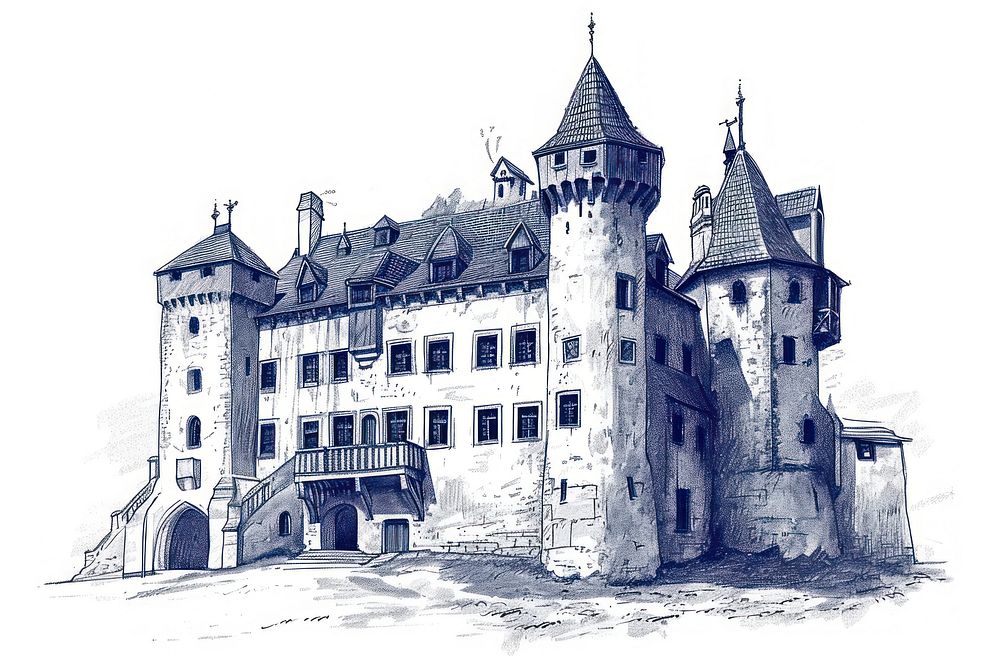 Antique of castle drawing sketch architecture.