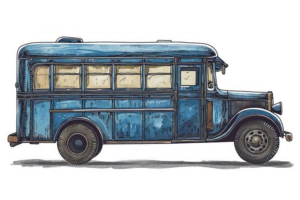 Antique of bus vehicle drawing sketch.