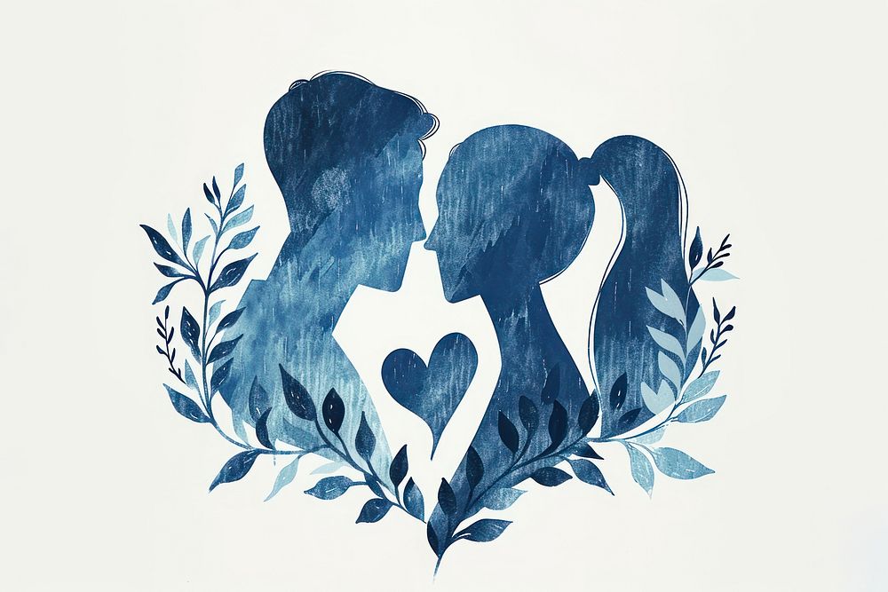 Antique of love drawing sketch blue.