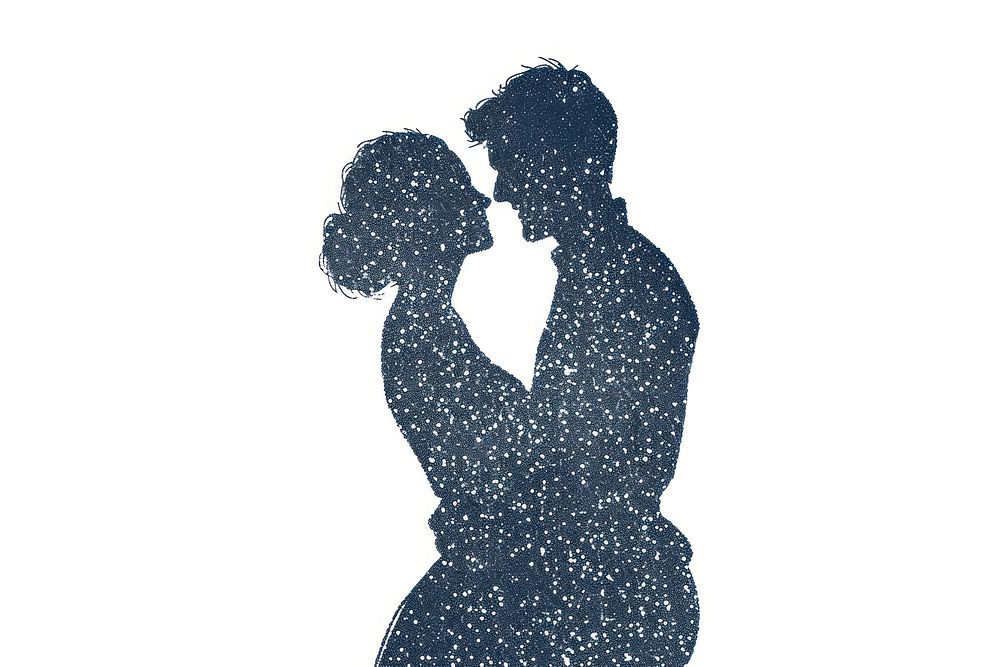 Antique of love silhouette kissing drawing.