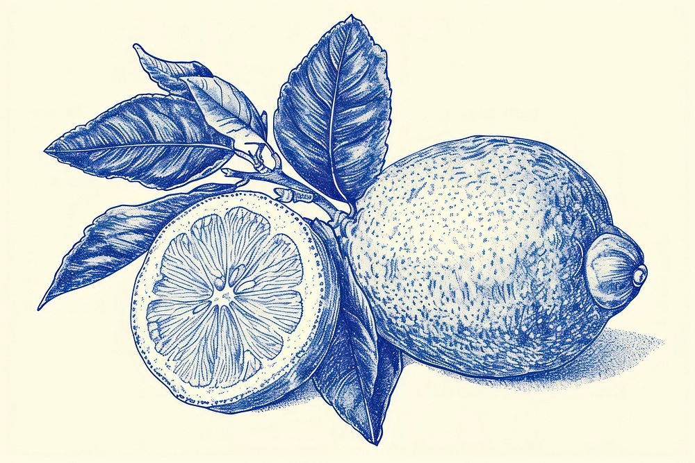 Antique of lemon drawing sketch fruit.