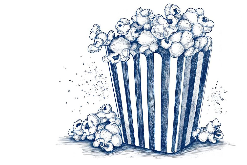 Antique of popcorn drawing sketch illustrated.