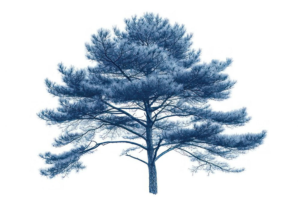 Antique of pine tree outdoors nature sketch.