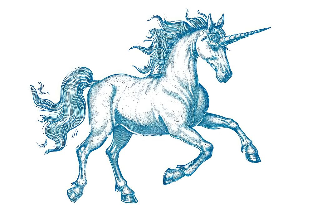 Antique of unicorn drawing sketch animal.