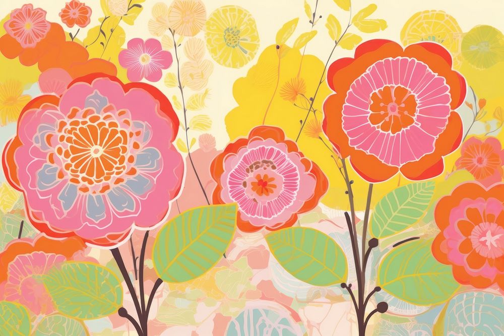 Flower illustration backgrounds painting pattern.