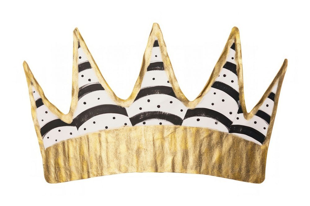Crown shape ripped paper white background representation celebration.