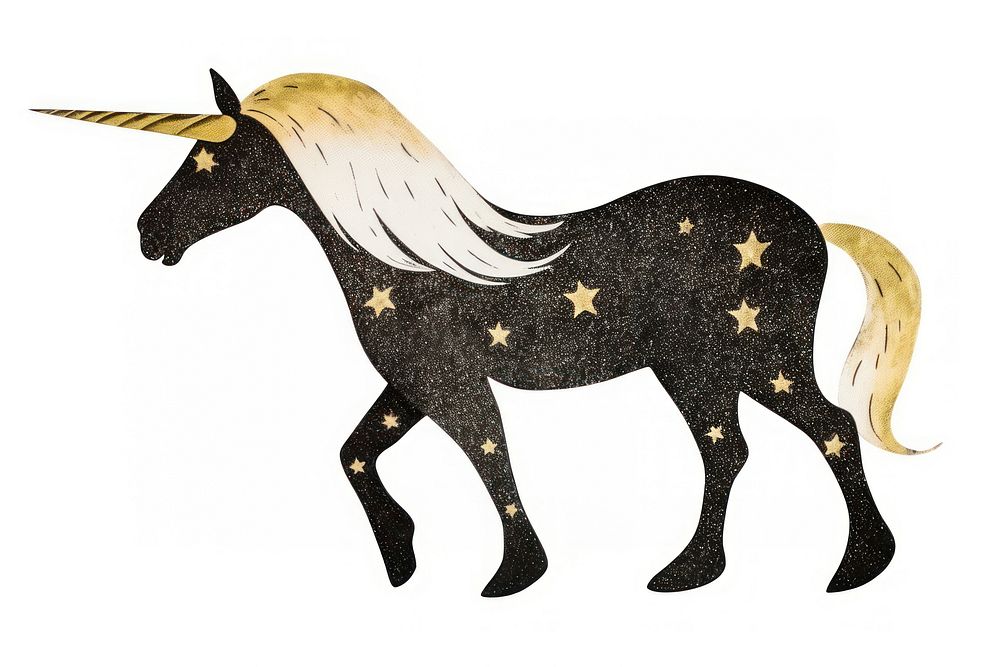Unicorn shape ripped paper animal mammal horse.