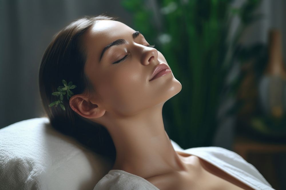 Woman having spa massages adult contemplation comfortable.