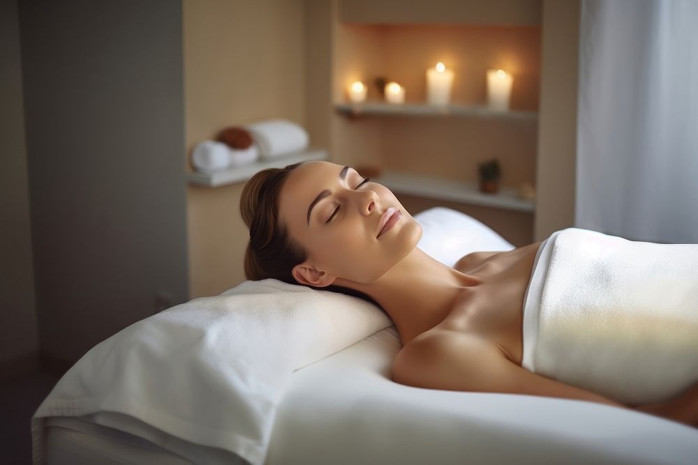 Woman having spa massages adult spirituality comfortable.