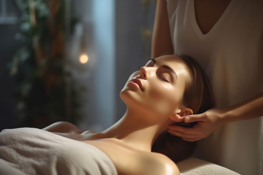 Woman having spa massages adult spirituality relaxation.
