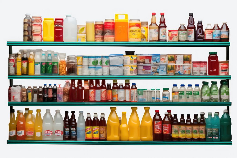 Shelf supermarket arrangement refreshment.