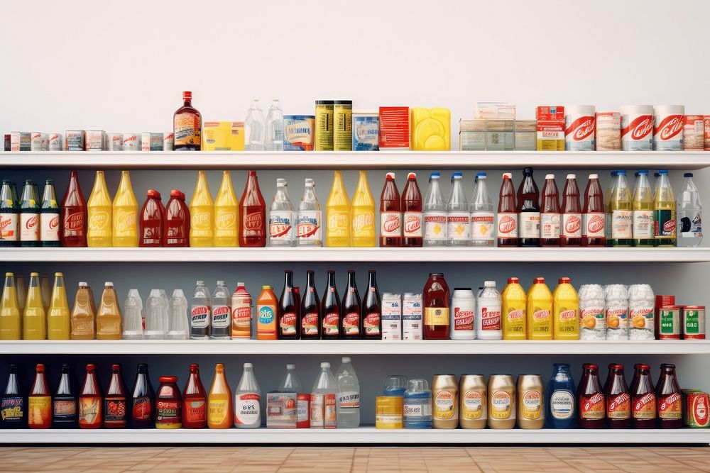 Supermarket shelf refrigerator arrangement.