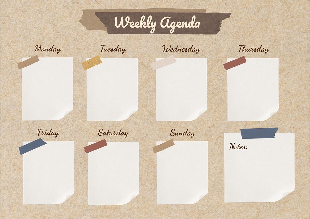 Weekly agenda planner template design