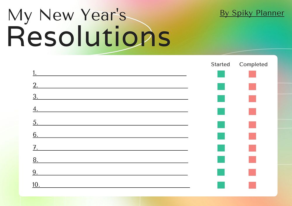 New year's resolutions planner template design