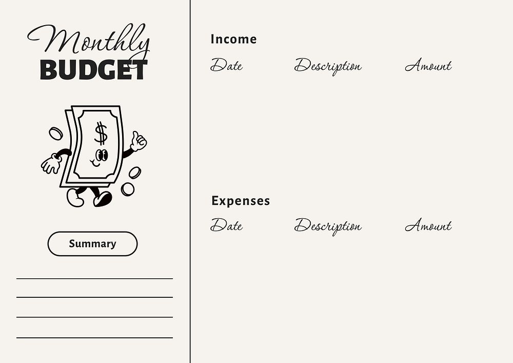 Monthly budget planner template design