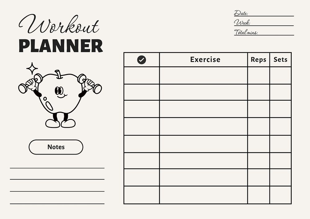 Workout  planner template design