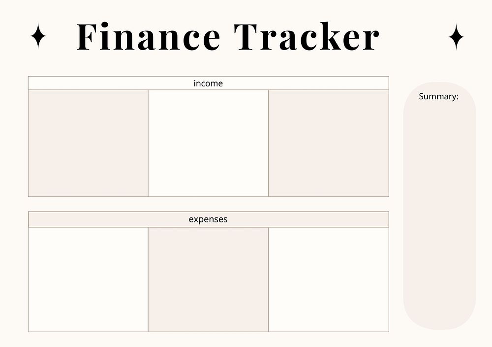 Finance tracker planner template design