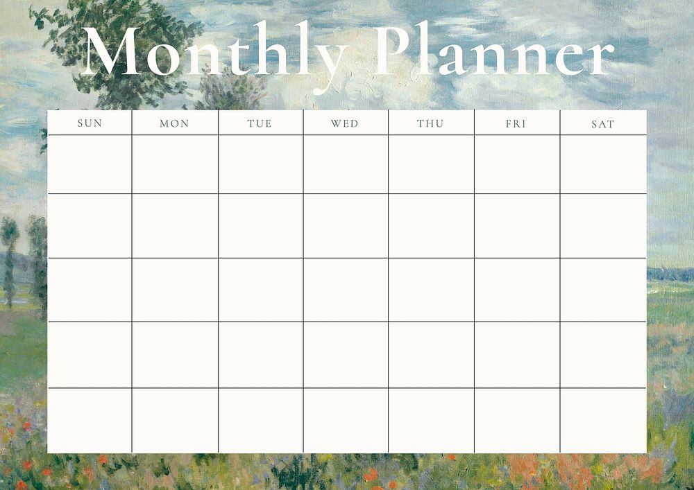 Monthly schedule planner template design