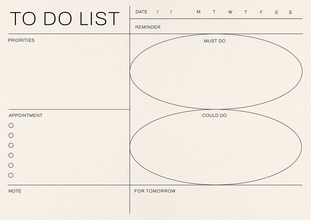 To do list planner template design