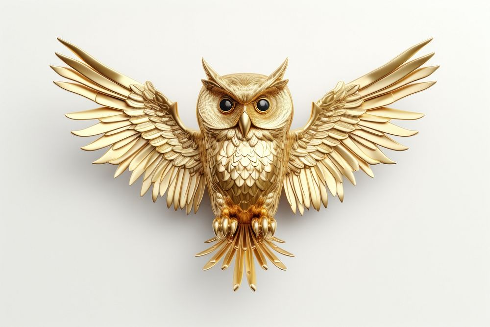 Owl animal gold bird.