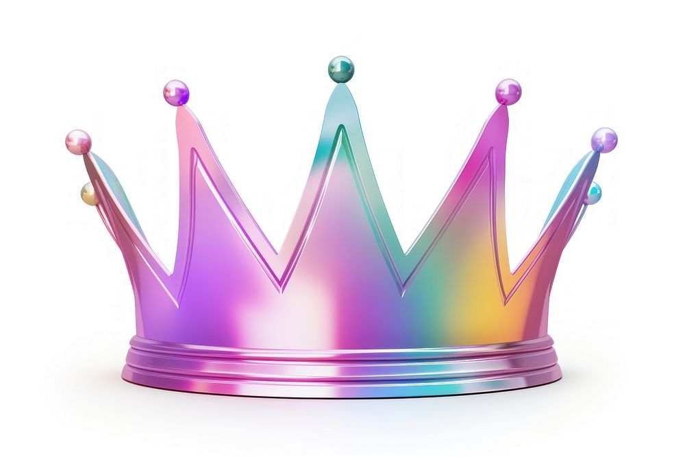 A crown icon iridescent white background celebration accessories.