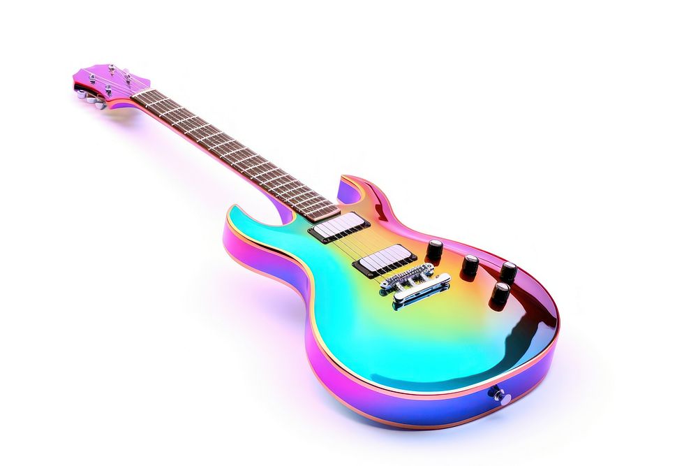 A guitar icon iridescent white background fretboard string.