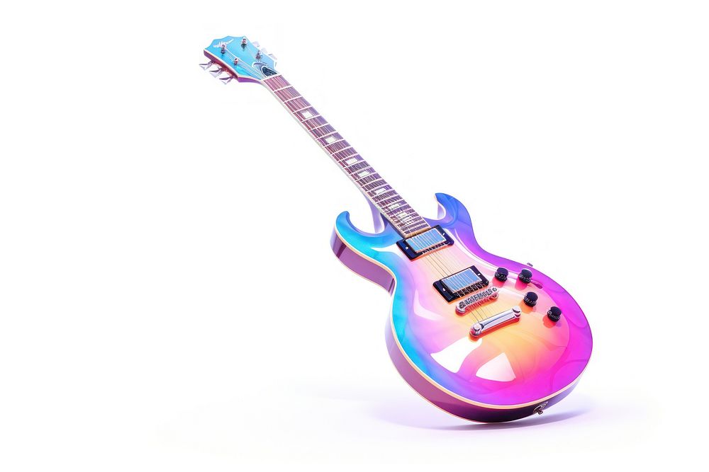 A guitar icon iridescent white background performance creativity.