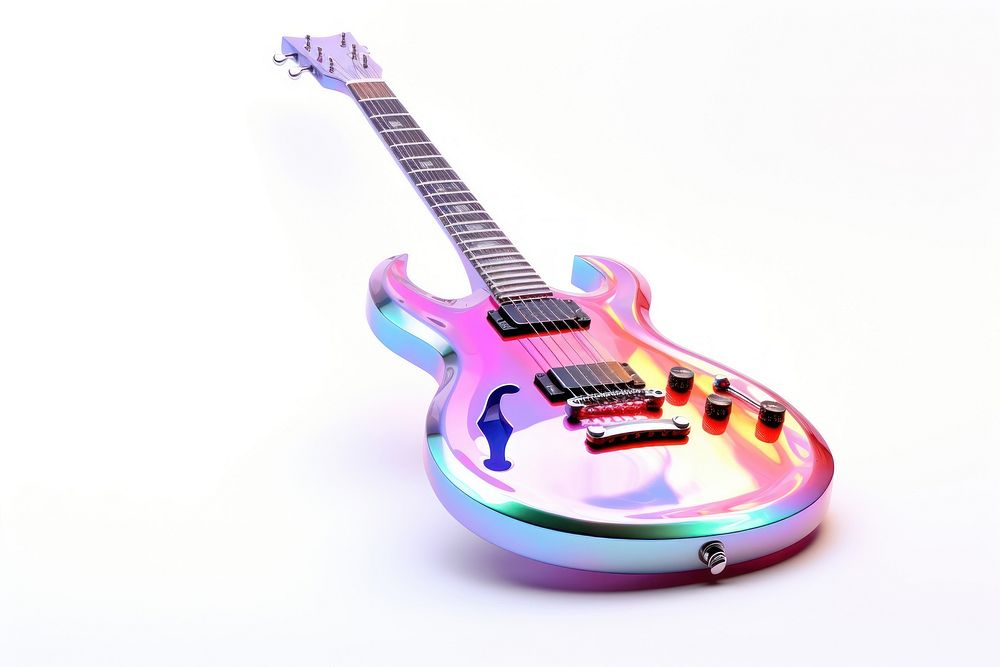 A guitar icon iridescent white background performance creativity.