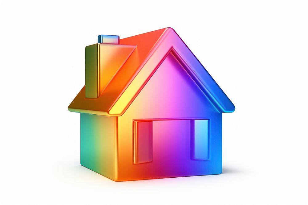 A house icon iridescent white background confectionery architecture.
