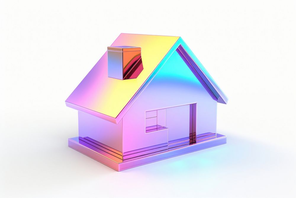 A house icon iridescent architecture building white background.