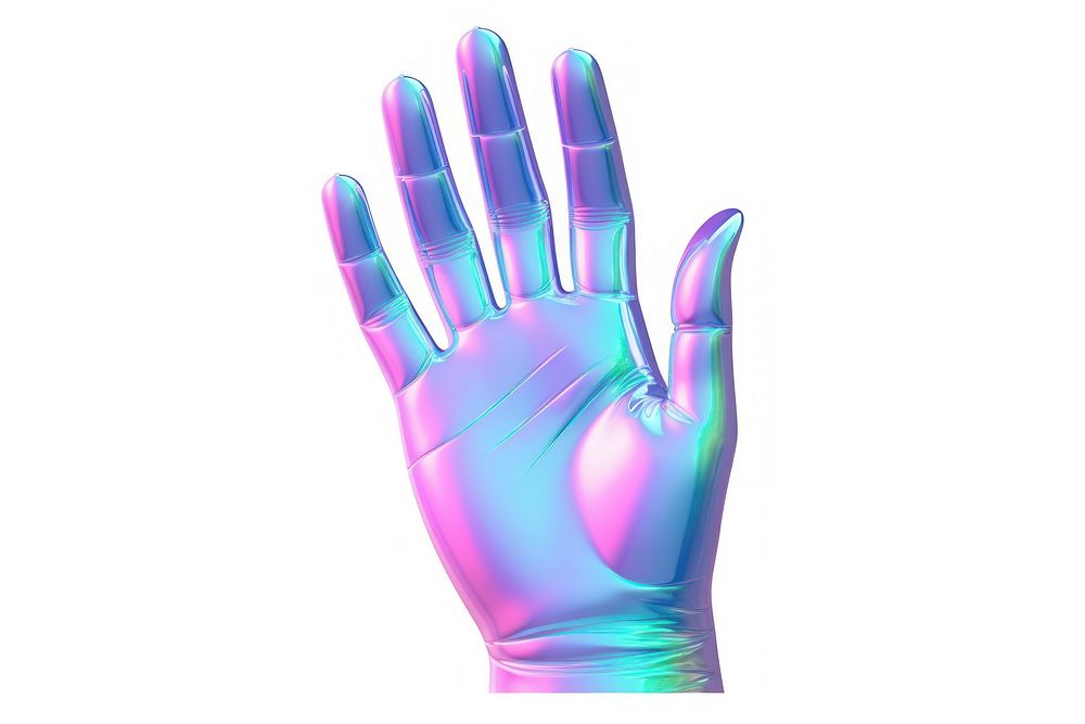 A hand icon iridescent glove white background technology.
