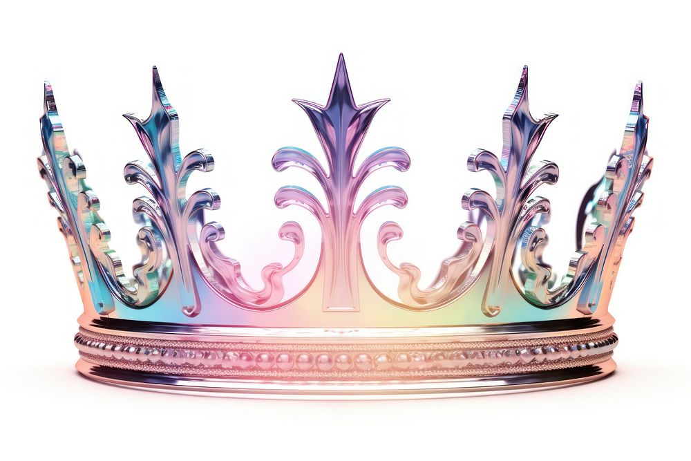 A queen crown iridescent white background celebration accessories.