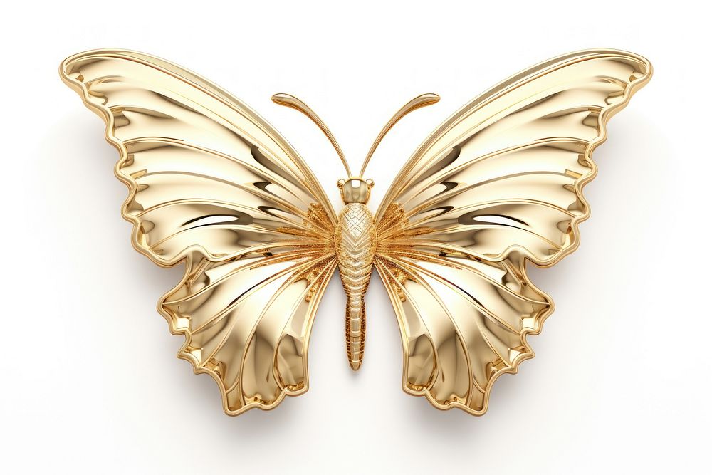 Butterfly gold white background accessories.