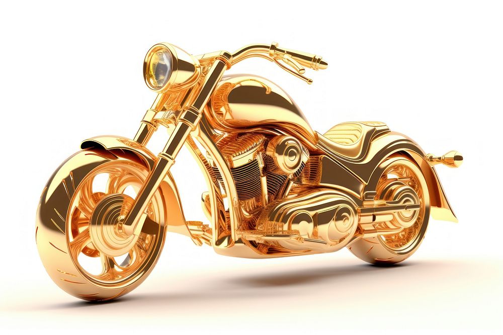 Motorcycle vehicle gold white background.