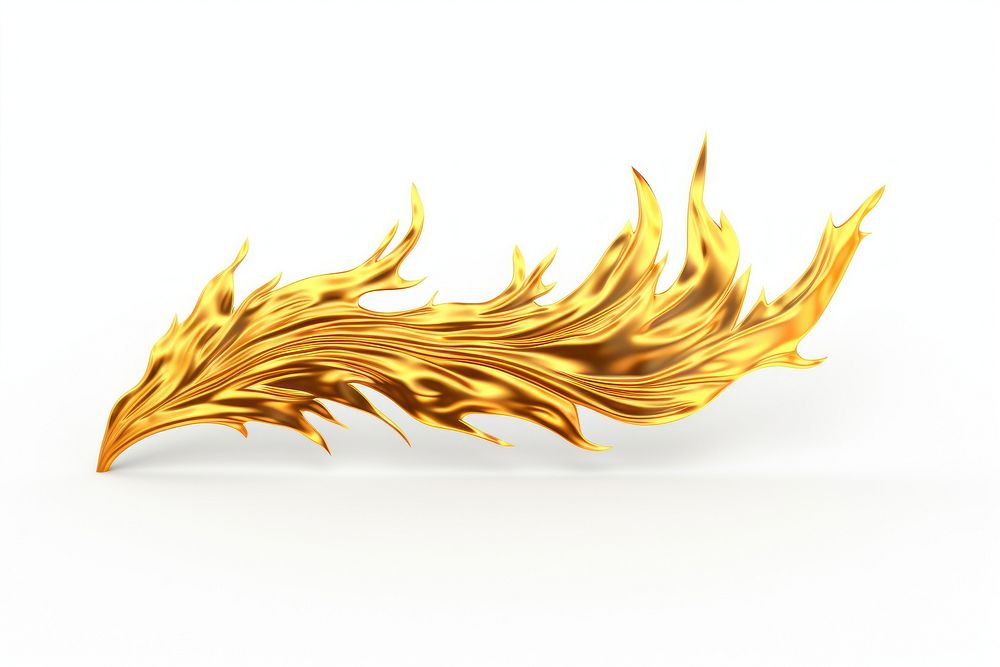 Fire flame gold white background.