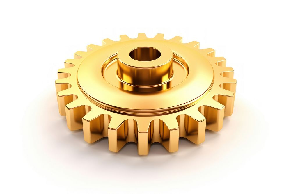 Gear gold white background technology.