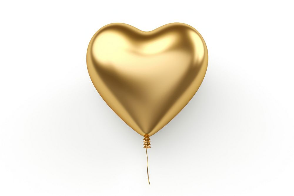 Balloon heart gold white background.